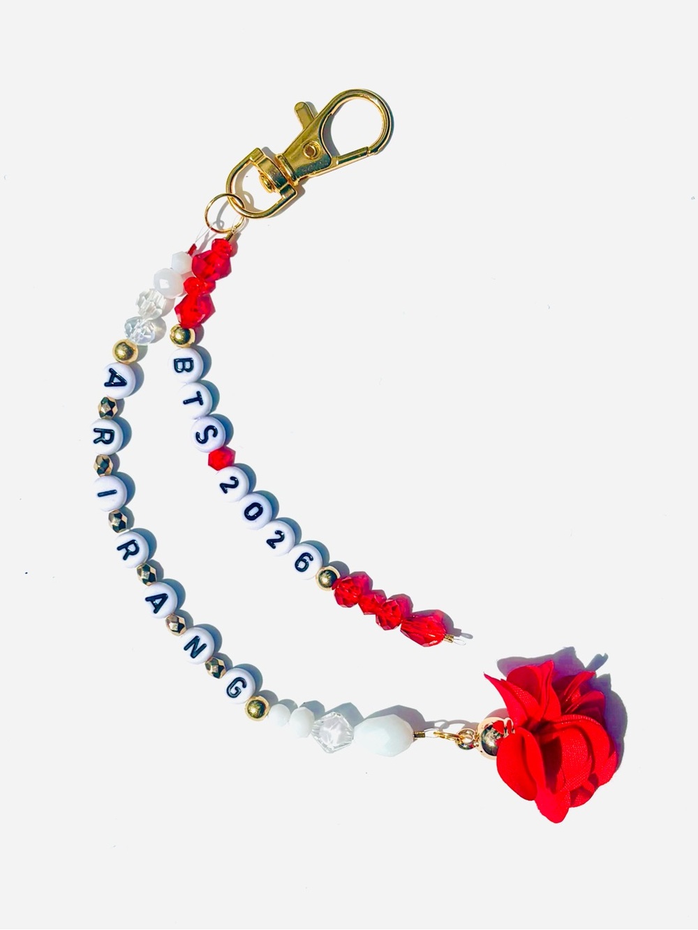 BTS ARIRANG 2026 FLORAL RED/WHITE/GOLD KEYCHAIN